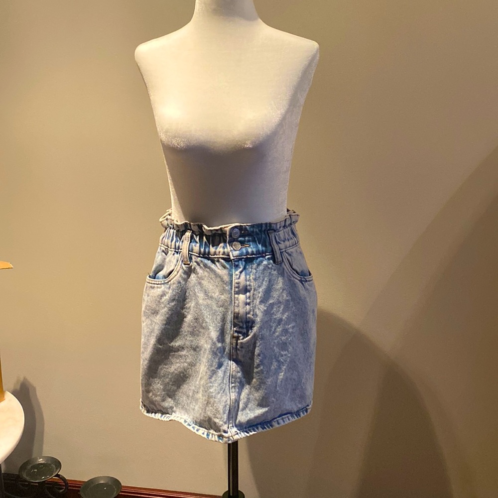 denim pencil skirt with elastic waistband denim co.
